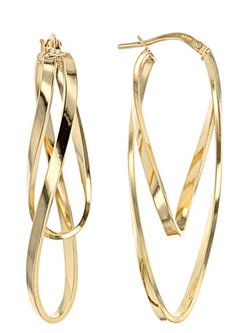 Oro Divino 14k Yellow Gold Ballerina Hoops With A Sterling Silver Core